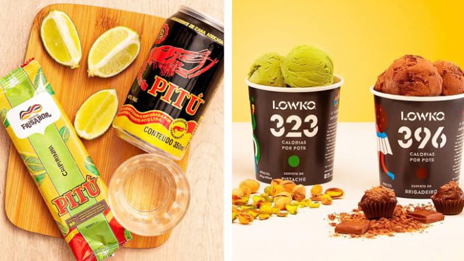 Novidades em sorvetes para o verão Imagem montada com foto do sorvete da Pitu e do novos sabor da Lowko
